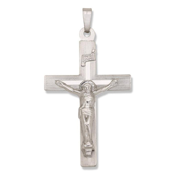 14kt White Gold Crucifix Cross - Solid - 1 1/4" x 5/8" (CALL FOR PRICING AND AVAILABILITY)