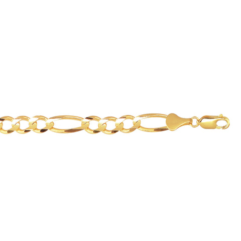 10K 8.5 inches Yellow Gold 8.3mm Diamond Cut Royal Figaro Link Bracelet with Lobster Clasp