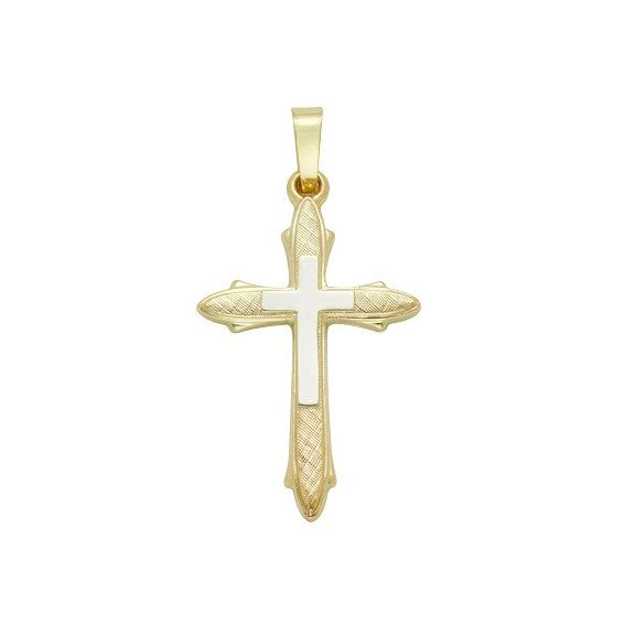 14kt Gold Cross - Textured and High Polish - Hollow - 1" x 1/2" (CALL FOR PRICING AND AVAILABILITY)