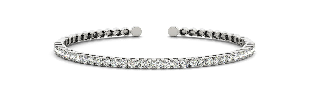 14kt White Gold Diamond Cuff Bangle Bracelet - Dia.1ct
