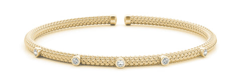 14kt Yellow Gold Diamond Cuff Bangle Bracelet - Dia.10ct