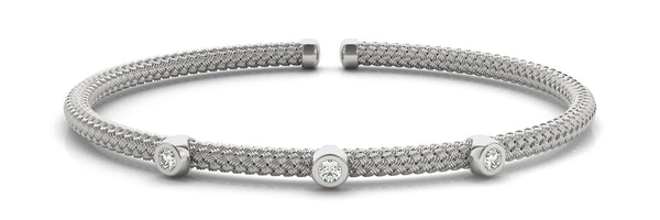 14kt White Gold Diamond Cuff Bangle Bracelet - Dia.06ct