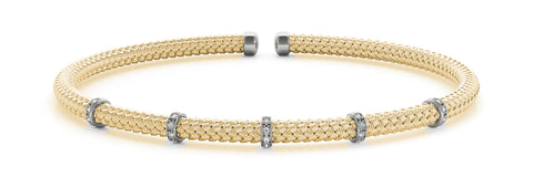 14kt Yellow Gold Diamond Cuff Bangel Bracelet - Dia.10ct
