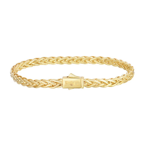 14kt 7.5 inches Yellow Gold Shiny Fancy Weaved Braided Bracelet with Box Clasp