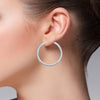14K White Gold High Polish Hoop Earrings- 1.30 Inch