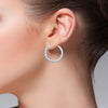 14K White Gold Satin Hoop Earrings- 3/4 Inch
