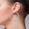 14K White Gold Satin Hoops Earrings- 1.50 Inch