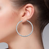 14K White Gold Satin Hoops Earrings- 1.75 Inch