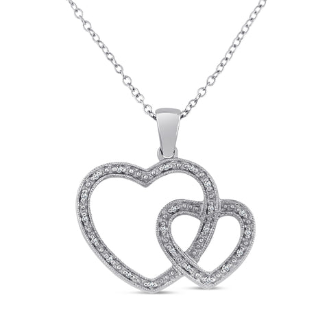 Sterling Silver Heart Pendant with Diamonds