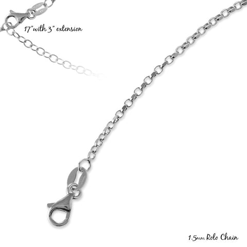 Sterling Silver 1.5mm Rolo Chain - Rhodium Plated