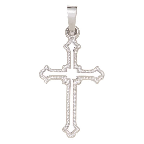 14kt White Gold Cross - Textured High Polish - 5/8" x 7/8"