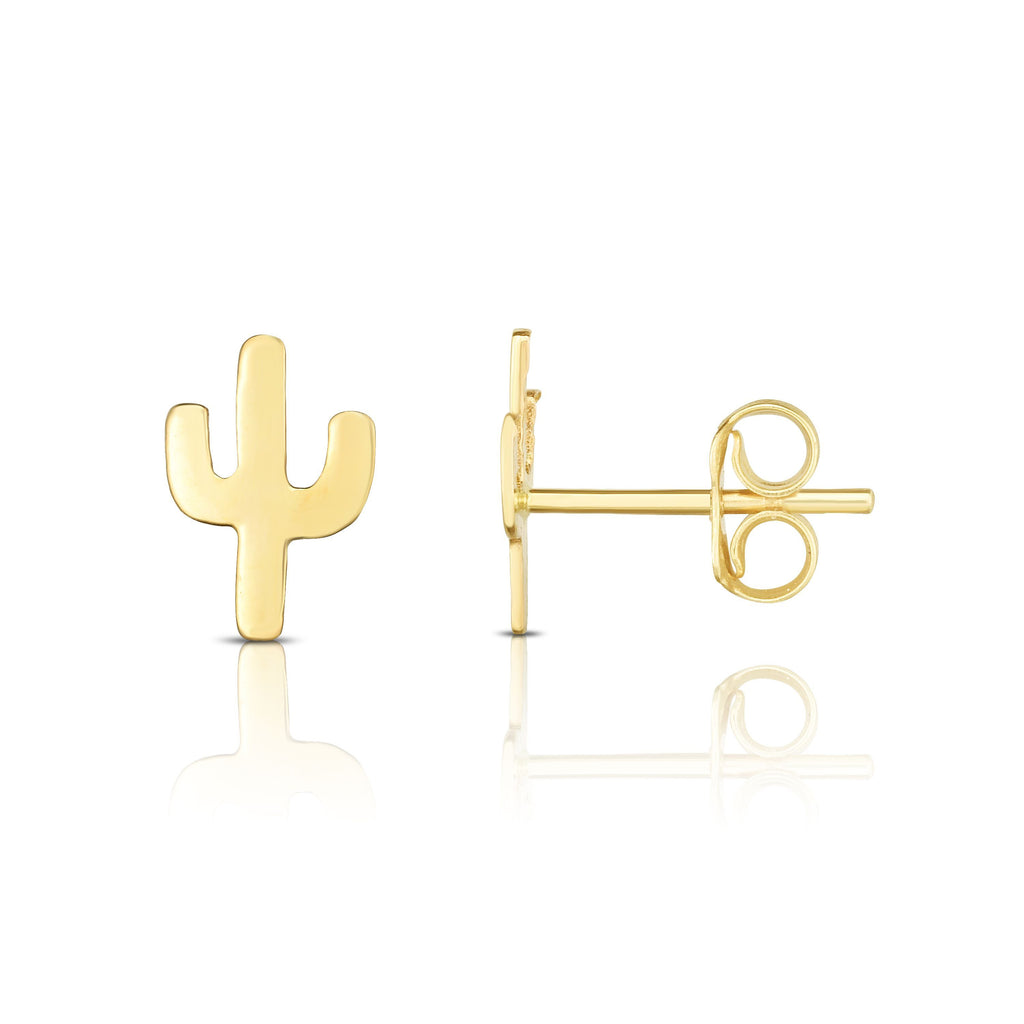 14kt Yellow Gold Cactus Stud Earring