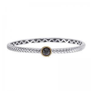 18kt Gold and Sterling Silver Bracelet with Black Diamonds