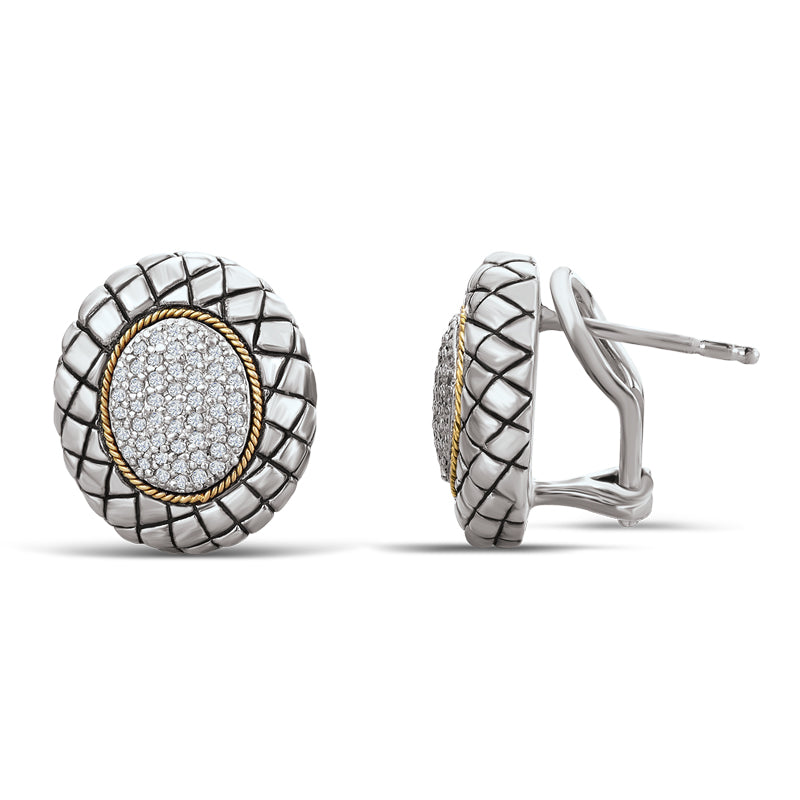 18kt Gold and Sterling Silver Earrings with Diamonds