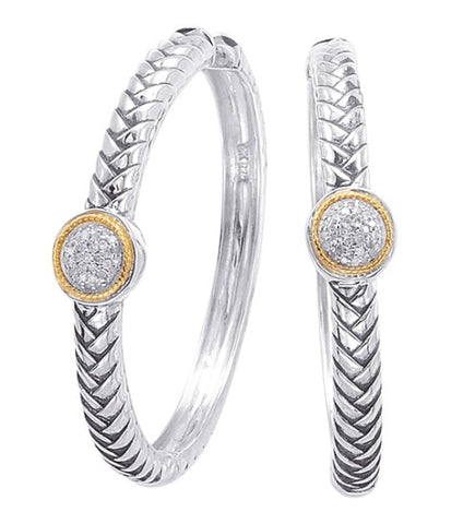18kt Gold and Sterling Silver Earrings with Diamond