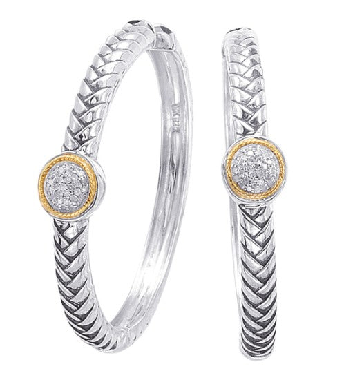 18kt Gold and Sterling Silver Earrings with Diamond