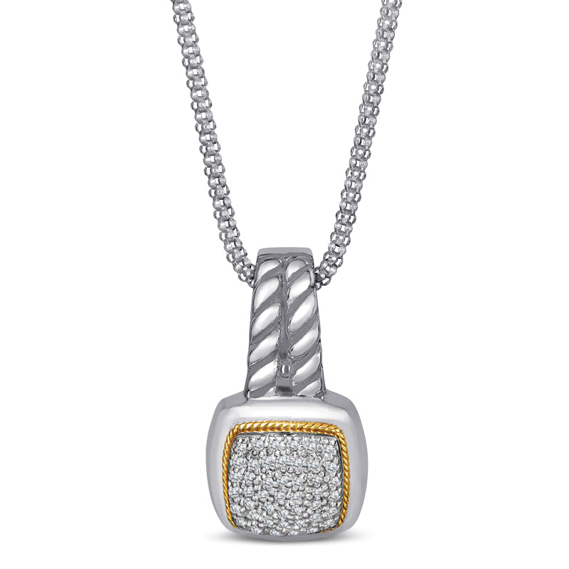 18kt Gold and Sterling Silver Pendant with Diamonds