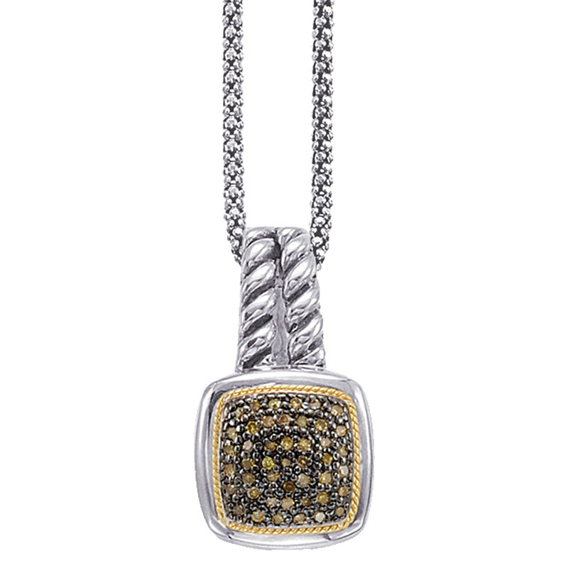 18kt Gold and Sterling Silver Pendant with Champagne Diamonds