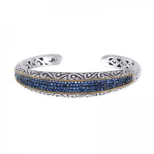 18kt Gold and Sterling Silver Bracelet with Sapphire