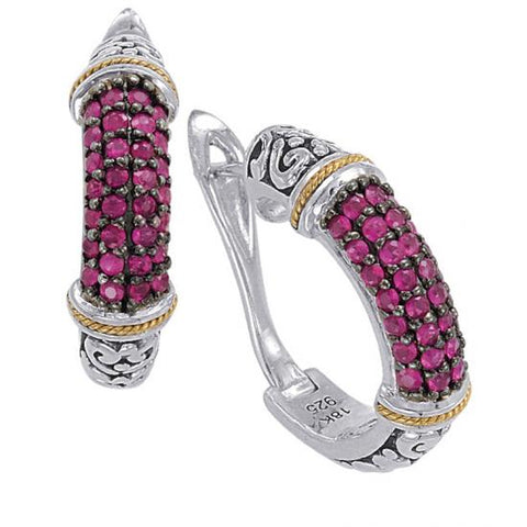 18kt Gold and Sterling Silver Earrings with Ruby