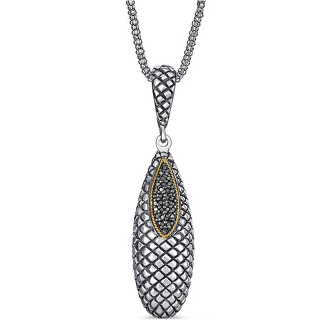 18kt Gold Sterling Silver Pendant with Black Diamonds (CALL FOR PRICING AND AVAILABILITY)