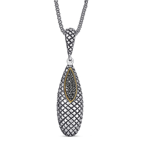18kt Gold Sterling Silver Pendant with Black Diamonds