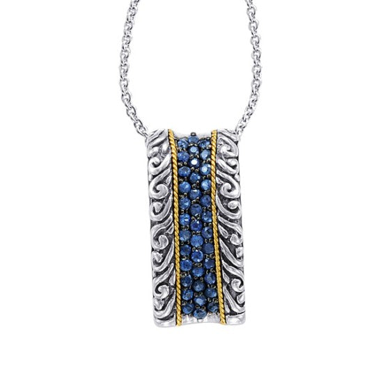 18kt Gold and Sterling Silver Pendant with Sapphires