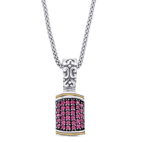 18kt Gold and Sterling Silver Necklace with Ruby
