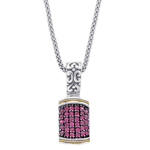 18kt Gold and Sterling Silver Necklace with Ruby