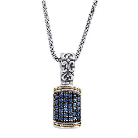 18kt Gold and Sterling Silver Pendant with Blue Sapphires (CALL FOR PRICING AND AVAILABILITY)