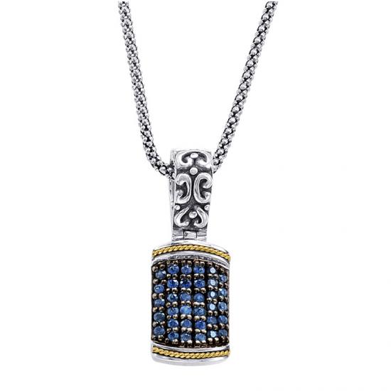18kt Gold and Sterling Silver Pendant with Blue Sapphires (CALL FOR PRICING AND AVAILABILITY)