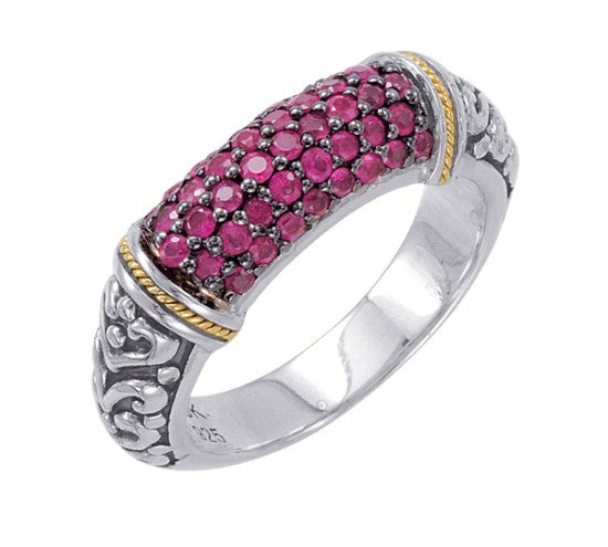18kt Gold and Sterling Silver Ring with Ruby
