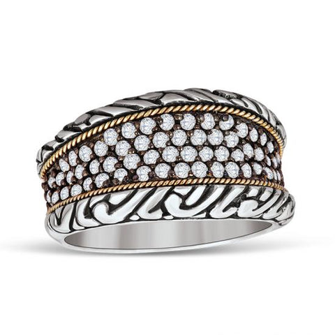 18kt Gold and Sterling Silver Ring with Diamonds