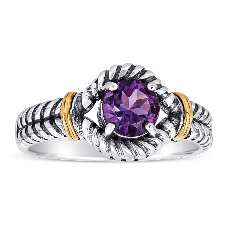 14kt Gold and Stelring Silver Ring with Amethyst