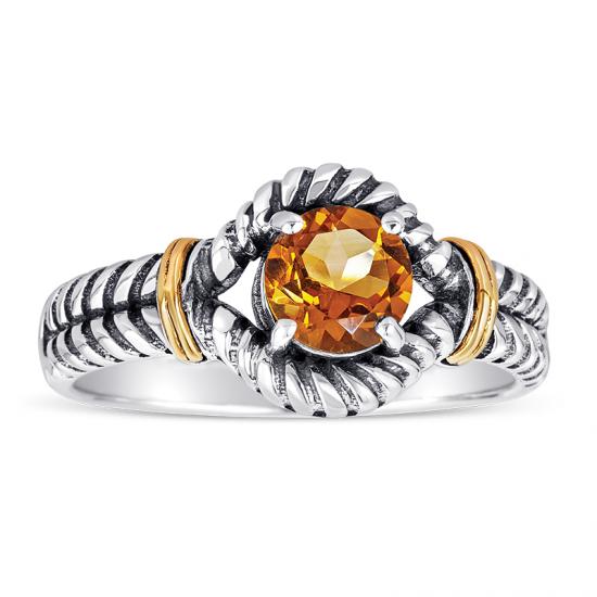 14kt Gold and Sterling Silver Ring with Citrine