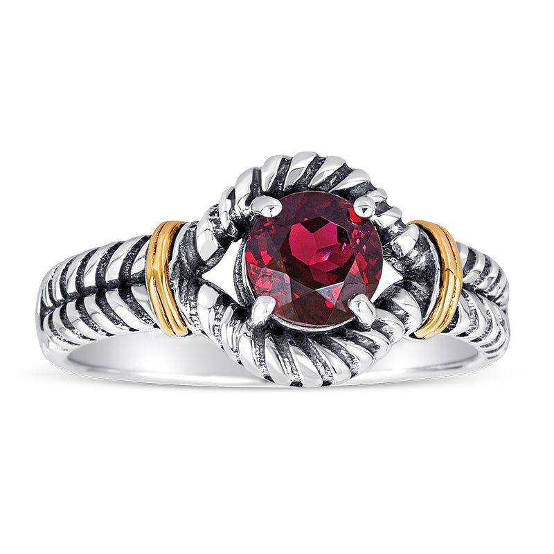 14kt Gold and Sterling Silver Ring with Garnet