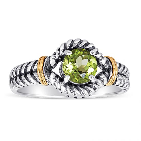 14kt Gold and Sterling Silver Ring with Peridot