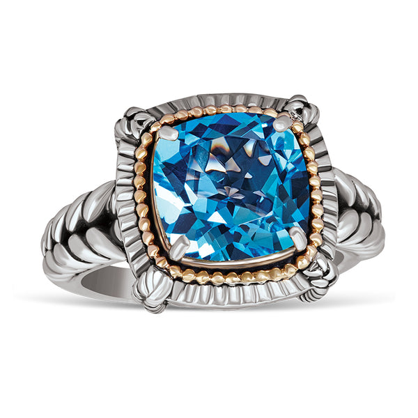14kt Gold and Sterling Silver Ring with Blue Topaz