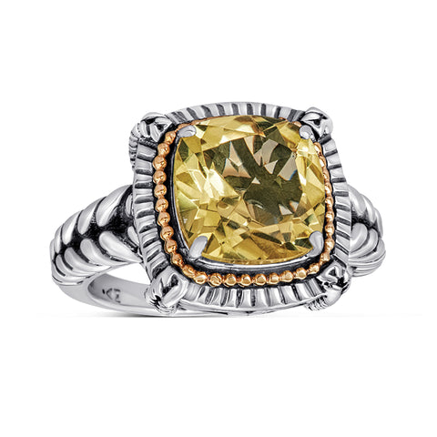 14kt Gold and Sterling Silver Ring with Lemon Quartz