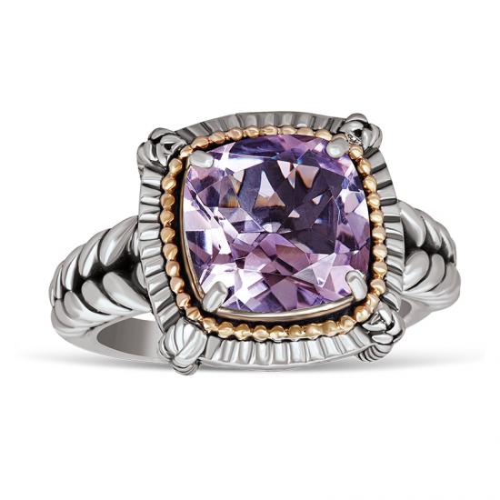 14kt Gold and Sterling Silver Ring with Pink Amethyst Stone