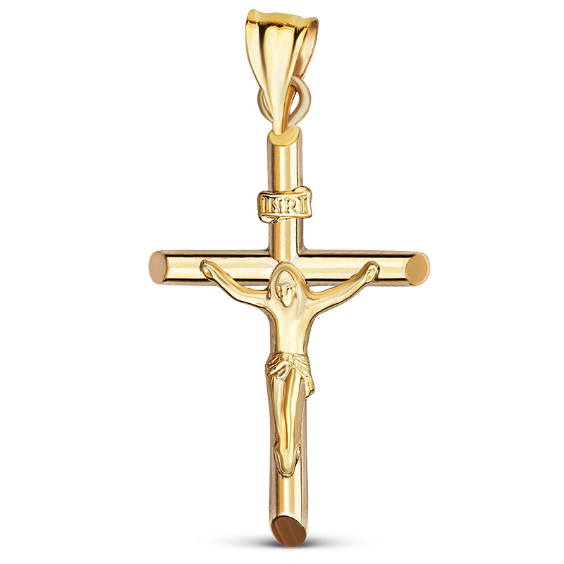 14K Yellow Gold High-Polish Hollow Cross Charm