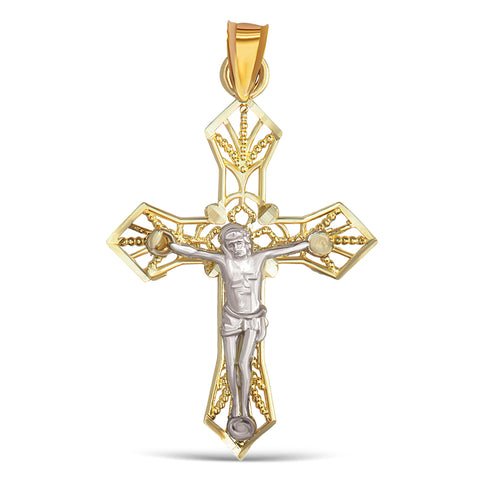 14K Two-Toned Fancy Cross Pendant