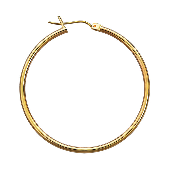 14K Yellow Gold 2mm Hoop Earring- 1 1/4 Inch