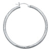 14K White Gold Satin Hoop Earrings- 3/4 Inch