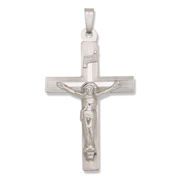 14kt White Gold Crucifix Cross - Solid - 1 1/4" x 5/8"