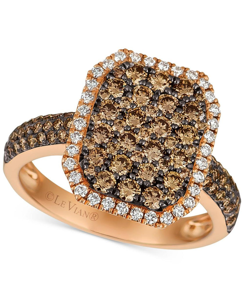 Le Vian Chocolatier® Diamond Cluster Halo Ring (1-1/2 ct. t.w.) in 14k Rose Gold