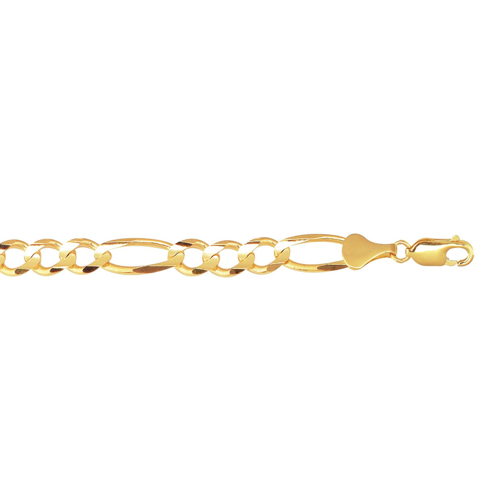 10K 8.5 inches Yellow Gold 8.3mm Diamond Cut Royal Figaro Link Bracelet with Lobster Clasp
