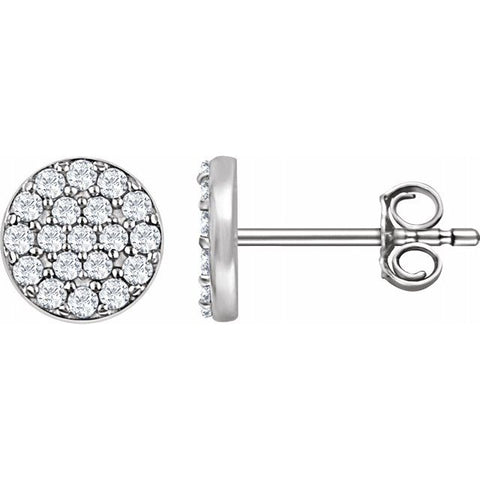 14kt White Gold Diamond Pave Stud Earrings - Dia. .33ct