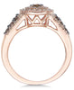 Le Vian Chocolatier® Chocolate Diamond and White Diamond Halo Ring (3/4 ct. t.w.) in 14k Rose Gold