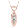14kt Gold Diamond Necklace with Three Stone and Heart - Dia.25ct